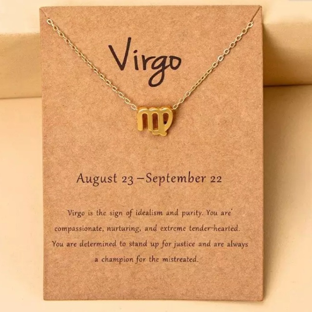 🎉 New Virgo Zodiac sign gold plated necklace